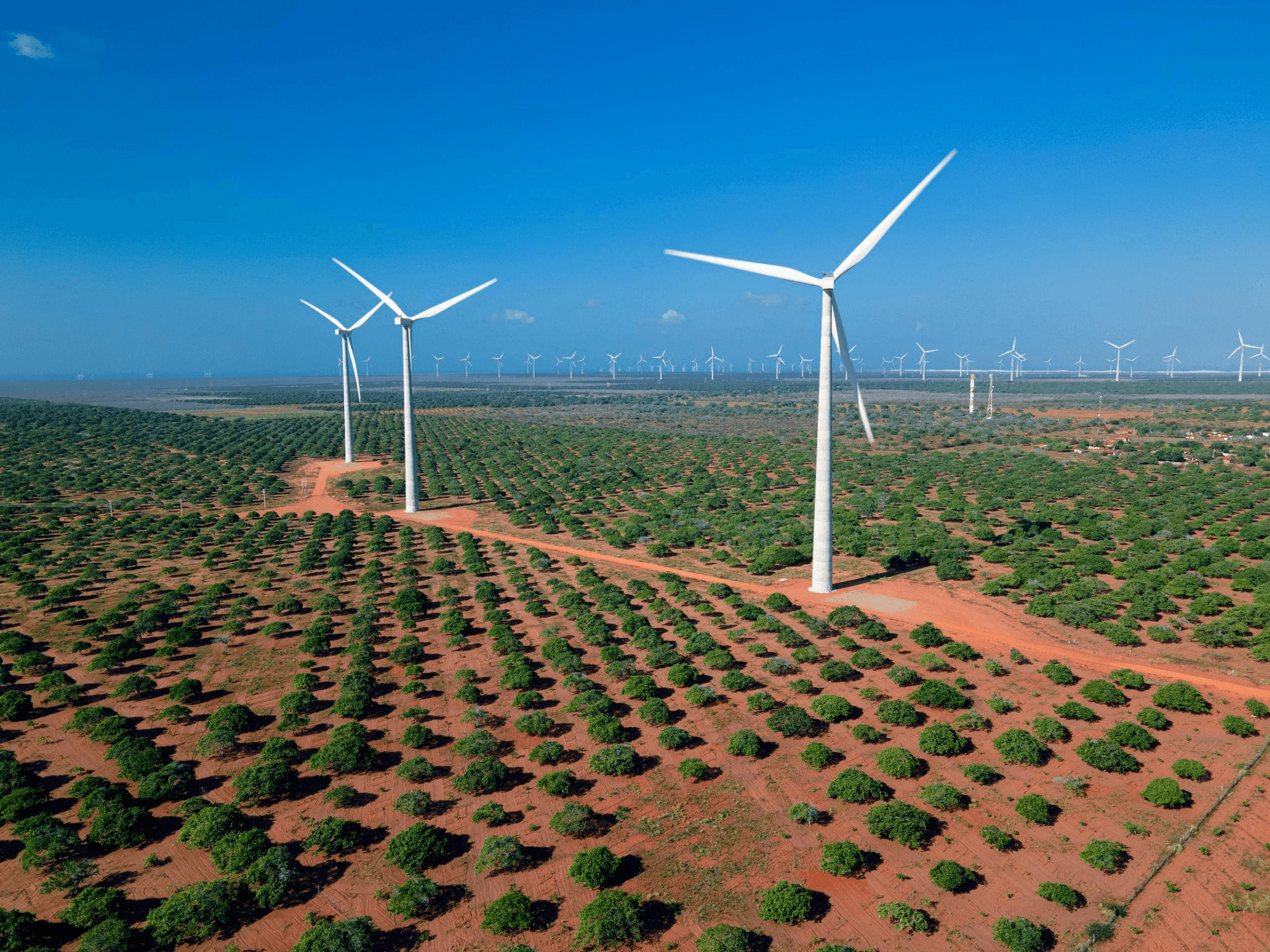 Aerogeradores em parque de energia eólica